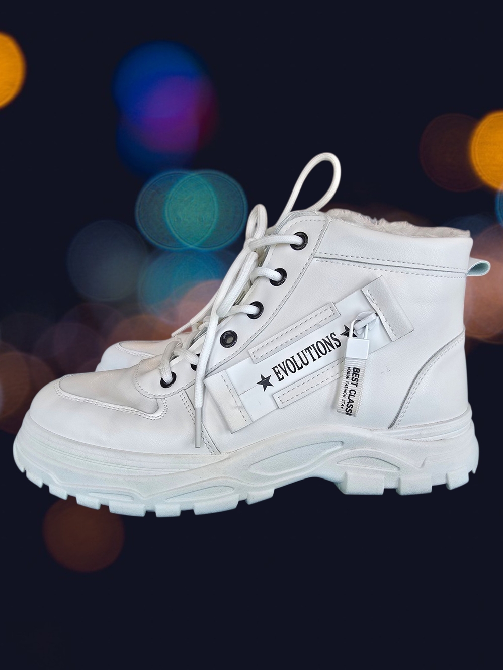 Evolutions Women's White High-Top Lace-Up Boots
